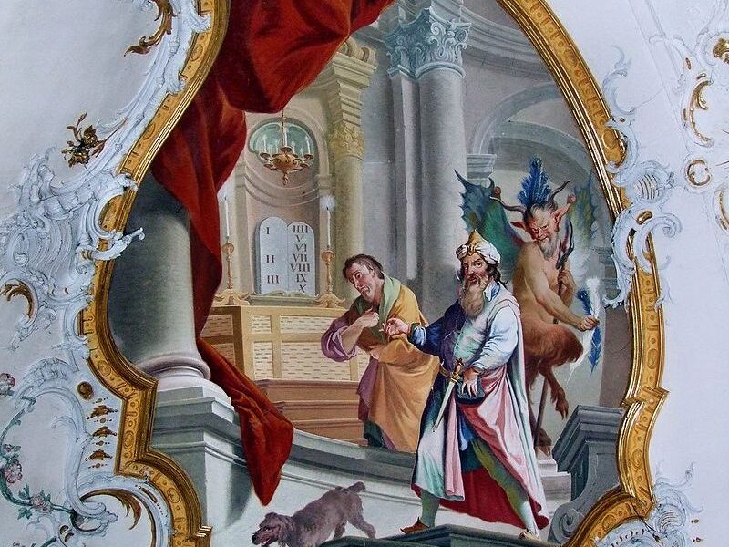 Przypowieść o celniku i faryzeuszu wyjaśniona przez św.&nbsp;Augustyna.